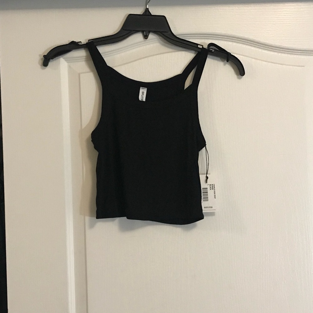 Splits59 Black Fitted Crop Tank Top